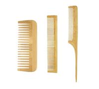Cepillo de madera de bambú para el cabello, masajeador de cuero cabelludo para el crecimiento del cabello, antiestático, cepillo alisador para barba, cepillo de haya (juego de 3 piezas A)