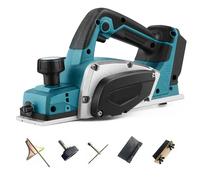 Cepillo de Madera Eléctrico Inalámbrico compatible con Makita 18V batería, 15000 rpm, Motor sin Escobillas, Profundidad Ajustable de 0-2 mm para Trabajos Carpintería DIY