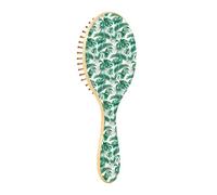 Cepillo de madera para cabello fino, cepillo de madera para masaje de cabello, hojas de palma tropicales