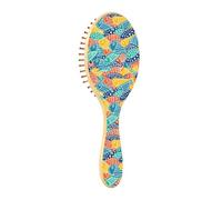 Cepillo de madera para el cabello, cepillo de madera para el crecimiento del cabello, cepillo de masaje colorido hawaiano con peces costeros