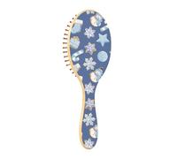Cepillo de madera para el cabello, cepillo de madera para masaje de cabello, cepillo de pelo para acuarela, galletas de Navidad, pan de jengibre, azul