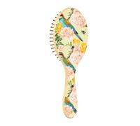 Cepillo de madera para el cabello, cepillo de madera para mujer, cepillo de masaje de cabello, patrón vectorial de pájaros de alto detalle
