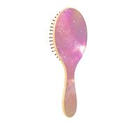 Cepillo de madera para el cabello, color melocotón y morado Fantasy River Of Stars Paddle Brush para cabello fino, cepillo de madera para masaje de cabello, cepillo de pelo