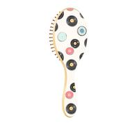Cepillo de madera para el cabello, discos de vinilo, cepillo de paleta blanco para cabello natural, cepillos de madera para mujeres, cepillo de madera natural