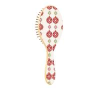 Cepillo de madera para el pelo, bola decorativa de Navidad, cepillo de madera roja, cepillo de madera para mujer, cepillo de pelo natural