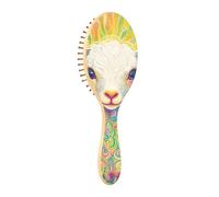 Cepillo de madera para el pelo, diseño de dibujos animados, color blanco, de Pascua, cordero de Pascua, para mujer, cepillo de madera para mensaje