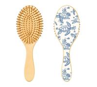 Cepillo de madera para el pelo, diseño de tortugas y algas marinas, para cabello largo, corto, rizado, grueso, fino, para mujeres, hombres, niños y niñas