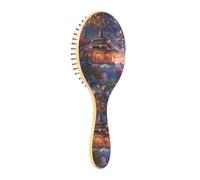 Cepillo de madera para el pelo, un vibrante parque de atracciones, cepillo de paleta para cabello fino, cepillo de madera para masajes