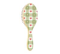 Cepillo de madera rojo y verde, cepillo de paleta de amor de San Valentín para cabello natural, cepillos de pelo de madera para mujeres, cepillo de masaje para el cabello
