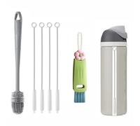 Cepillo de mango largo para botella Owala, cepillo limpiador de pajitas para botella de agua Owala FreeSip de 24 onzas/32 onzas/40 onzas, más cepillo de limpieza de tapa de taza 3 en 1