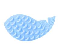 Cepillo de masaje de limpieza con forma de ballena de silicona suave con juguetes autoadhesivos para gatos con hierba gatera (Azul)