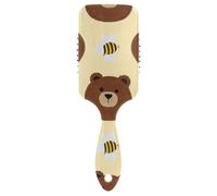 Cepillo de masaje para cabello corto con diseño de oso marrón y abeja de dibujos animados para cabello corto con mango ergonómico para cabello de mujer