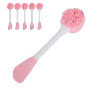 Cepillo de Mascarilla de Barro, Cepillo de Limpieza Facial, Masaje de Silicona, Drenaje Linfático, Relajación Muscular para Salón de Belleza, Hotel en Casa(Polvo de dos cabezas blanco)