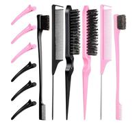 Cepillo De MoñO Liso, 12 piezas Cepillo de Burlas, Peine Clean Look Cepillo de Moño Liso, Cepillo de Doble Borde Peine, Cepillo de Borde, Peine Clean Look Cepillo de Burlas, Para Salones