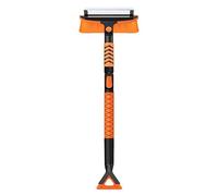 Cepillo de nieve extensible 4 en 1 con raspador de hielo, poste telescópico de 87-107 cm, cabezal giratorio de 360° y limpiaparabrisas de silicona suave para quitar nieve en invierno y limpieza de