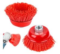 Cepillo de olla amoladora angular, 2 piezas de nailon, cepillo de rosca tipo cuenco, nailon, taladro para eliminación de pintura, limpieza de