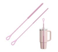 Cepillo de pajita de silicona, 2 cepillos reutilizables para bebidas, pajitas de cristal, metal y batidos, mango flexible antideslizante, tamaños 6 mm y 9 mm, rosa