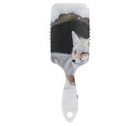Cepillo de pelo antiestático Winter Animal Fox Snow para soplar, cepillo masajeador de cuero cabelludo diseñado para cabello grueso con mango ergonómico para pelo rizado