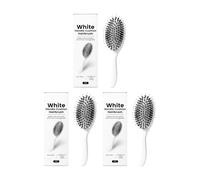 Cepillo de pelo apto para viajes, con mango blanco, con cerdas y microesferas, punta de masaje, cerdas y cepillo que proporciona un suave desenredo, mejora el control del encrespamiento, perfecto para