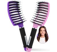 Cepillo de Pelo, Cepillos de Cerdas de Jabali Naturales Largo, Grueso, Fino, Rizado Y Enredado Peinado Profesional Natural Desenredando Secado Rápido secador desenredante peine mujeres ninos salon