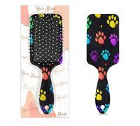 Cepillo de pelo colorido con estampado de huellas de perro y gato, con cojín de aire húmedo y seco, cepillo de pelo desenredante de plástico para niños y adultos, regalo de vuelta a la escuela