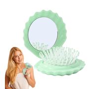 Cepillo de Pelo Compacta - Cepillo De Bolsillo En Forma De Concha - Peine Masajeador Cabelludo Espejo Maquillaje Pequeño Para Uso Diario Baño Ducha Playa Piscina Acampada Viaje Hogar Exterior Niñas