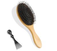 Cepillo de Pelo con Auténticas Cerdas de Jabalí y Peine, Cepillo para el pelo para Cabello Débil o Fino, Cepillo de Pelo Neumático con Mango Grande…