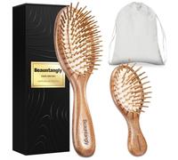 Cepillo de pelo con cerdas de bambú natural para desenredar el crecimiento del cabello, para mujeres, hombres, niños, crecimiento del cabello, mini cepillo para cabello grueso, rizado, fino, largo,