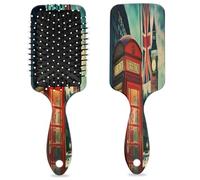 Cepillo de pelo con diseño de bandera británica de Londres, vintage, Big Ben húmedo y seco, cepillo de pelo desenredante de plástico para niños y adultos, regalo de vuelta a la escuela, mujeres y