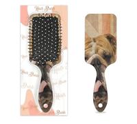 Cepillo de pelo con diseño de perro bulldog inglés, vintage, bandera británica, cepillo de pelo húmedo y seco, cepillo de pelo desenredante de plástico para niños y adultos, regalo de vuelta a la