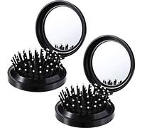Cepillo de Pelo con Espejo,2 PCS Peine de Pelo Portátil Plegable de Viaje Cepillo Compacto Popper Cepillos para el cabello redondos Mini peine para el cabello Espejo de bolsillo para Mujeres Chicas