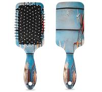 Cepillo de pelo de arena para verano, playa, rústico, de madera, estrella de mar, húmedo y seco, cojín de aire, cepillo de pelo desenredante de plástico para niños y adultos, regalo de vuelta a la