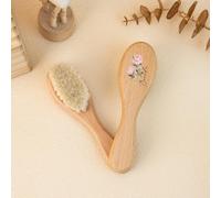 Cepillo de pelo de bebé con diseño de flor personalizada, cepillo de bebé con nombre personalizado, regalo para bebé, cepillo de madera personalizado para el pelo del bebé (1 unidad)