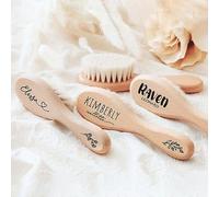Cepillo de pelo de bebé personalizado, cepillo de bebé grabado, recuerdo de nacimiento de bebé, regalo para recién nacido, regalos para nueva mamá, regalo para bebé niño y niña (4 piezas)