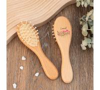 Cepillo de pelo de bebé personalizado, cepillo de pelo de bebé con flores del mes de nacimiento, cepillo de bebé con nombre personalizado, cepillo de pelo de bebé de madera (1 unidad)