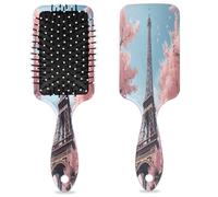 Cepillo de pelo de flores de cerezo de la Torre Eiffel de París, cepillo de pelo húmedo y seco, cepillo de pelo desenredante de plástico para niños y adultos, regalo de vuelta a la escuela, mujeres y