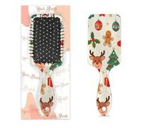 Cepillo de pelo de hombre de jengibre de reno navideño para mujeres y niñas, cepillo antiestático de cerdas de nailon suaves para desenredar, diseño de ventilación ligero para cabello húmedo y seco