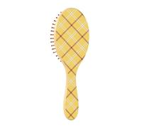 Cepillo de pelo de madera a cuadros tartán cheque Escocia cepillo de paleta amarillo para mujeres cepillos de madera cepillo de embajada de madera
