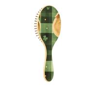 Cepillo de pelo de madera negro y dorado, conejillo de indias verde, búfalo a cuadros, amor, hogar, familia, juntos, St Paddle cepillo de pelo para mujeres, cepillos de pelo de madera para mujeres,