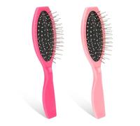 Cepillo de pelo de metal, paquete de 2 cepillos de peluca de muñeca pequeña para peluca sintética, cepillo de cojín de alambre, cepillo portátil de cerdas de acero inoxidable desenredante, cepillo de