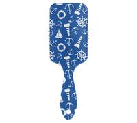 Cepillo de pelo de plástico para hombres, mujeres y niños, estilo de masaje con iconos del mar náutico, para cabello largo, grueso, rizado, ondulado, seco y dañado