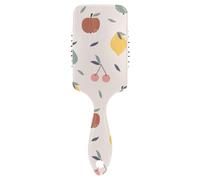 Cepillo de pelo de plástico para hombres, mujeres y niños, estilo vintage de masaje con iconos de frutas para cabello largo, grueso, rizado, ondulado, seco y dañado
