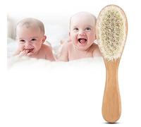 Cepillo de pelo del bebé, peine suave con cerdas naturales de cabra y mango de madera ligero para masaje diario