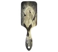 Cepillo de pelo grueso, rizado, fino, largo, corto, húmedo o añade brillo y hace que sea suave, cepillo de paleta para hombres, mujeres, niños, águila volando por la luna, noche de Halloween