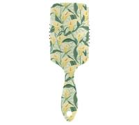Cepillo de pelo húmedo con diseño de flores de lirio de cala amarillo vintage, masaje de cuero cabelludo para cabello largo con mango ergonómico antiencrespamiento para cabello