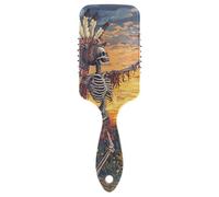 Cepillo de pelo liso con diseño de esqueleto humano tribal danzante para cabeza gruesa, masajeador de cuero cabelludo para cabello liso con mango ergonómico para cabello de mujer