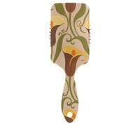 Cepillo de pelo marrón con diseño de flores de lirio de cala para hombre, cepillo húmedo y seco para el crecimiento del cabello con mango ergonómico para definir rizos