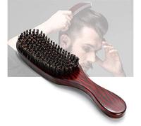 Cepillo de pelo ondulado Cepillo de cerdas de jabalí natural con mango de madera de haya marrón, cepillo de pelo de paleta de 9.5 pulgadas para hombres, mujeres, largo, corto, grueso, fino, rizado, ri