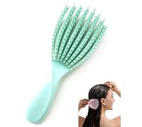 Cepillo de pelo para cabello afroamericano/africano texturizado profesional curvado ventilado cepillo húmedo seco rizado cepillo desenredante masaje peluquería peine (verde, pequeño)