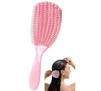 Cepillo de pelo para cabello afroamericano/africano texturizado profesional curvado ventilado cepillo húmedo seco rizado cepillo desenredante masaje peluquería peine (rosa, grande)
